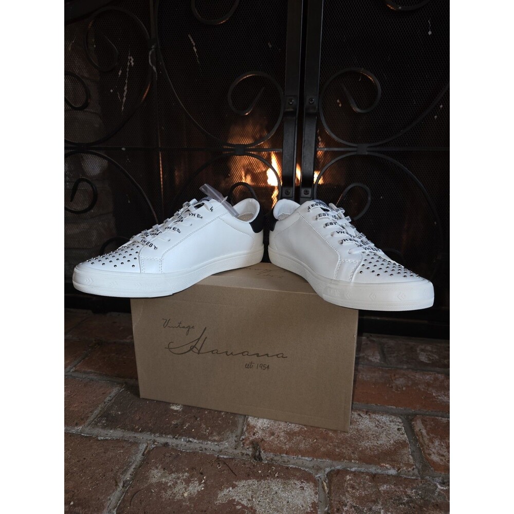 Vintage Havana Grande Sneakers Womens 11 White Studded Toe Star Animal Print NIB